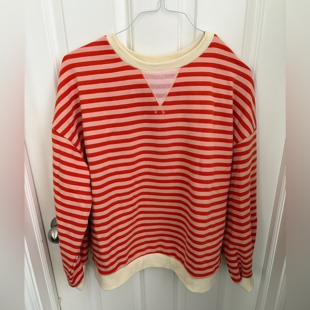 UEU Oversized Classic Striped Pullover Sweatshirt Women’s Medium - Picture 2 of 6